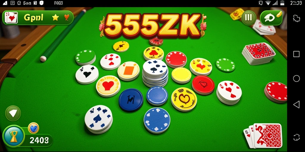Gameplay seru Gaple dalam aplikasi 555ZK yang menyenangkan.