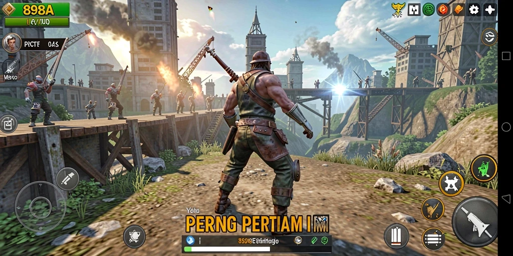 Screenshot gameplay 898A menampilkan aksi tembak-menembak yang mendebarkan.
