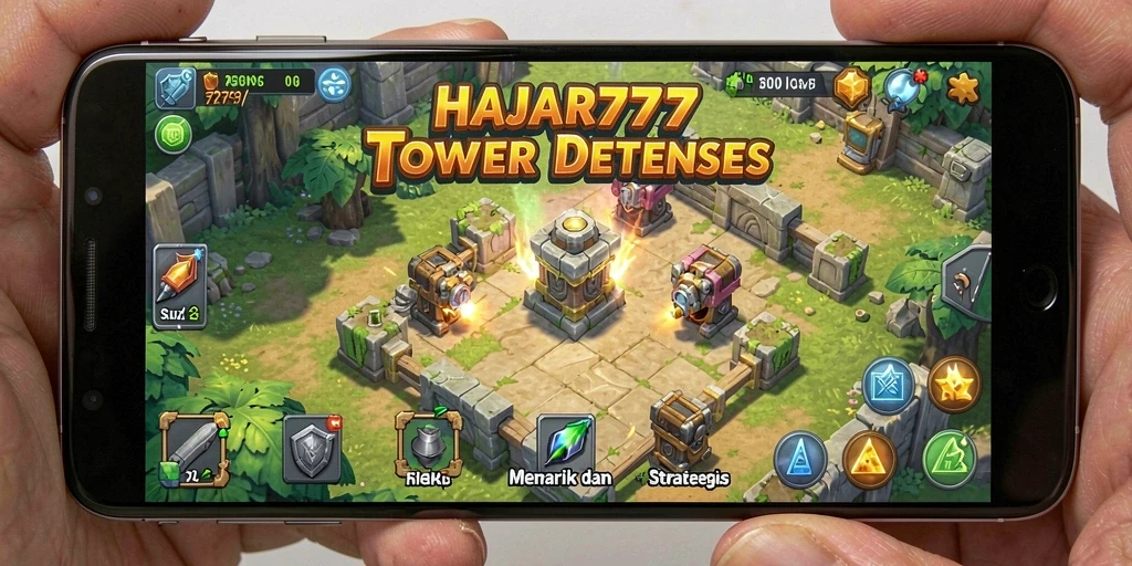 Tampilan gameplay menarik dari HAJAR777 dalam genre Tower Defense.