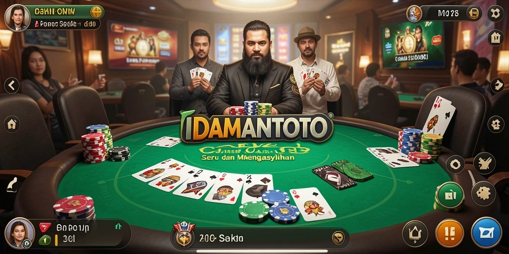 Screenshot IDAMANTOTO menampilkan gameplay poker yang mendebarkan.