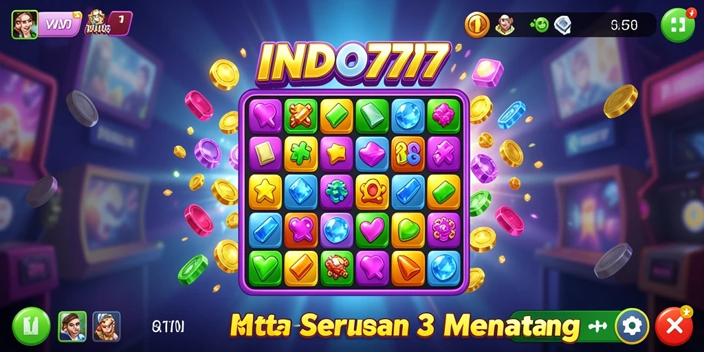 Tampilan gameplay Match-3 yang menarik dan penuh warna.