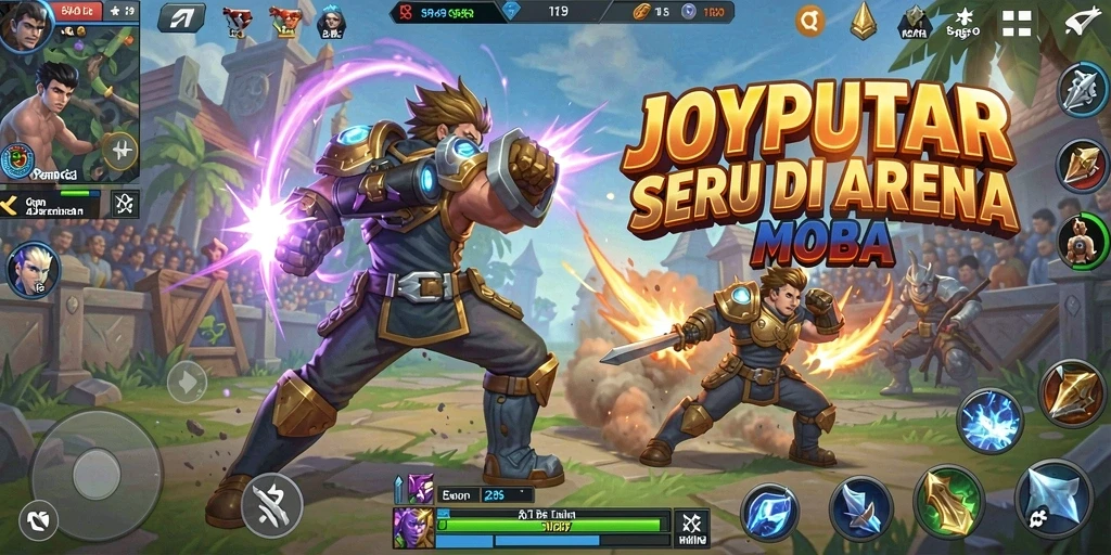 Tampilan seru dari gameplay MOBA di JOYPUTAR.