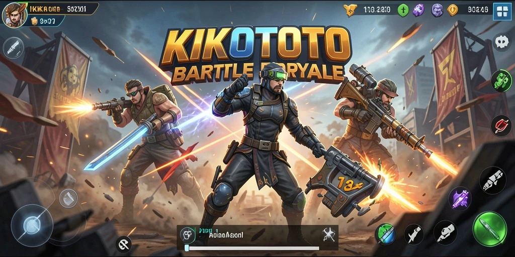 Tampilan aksi mendebarkan dalam permainan Battle Royale KIKOTOTO.