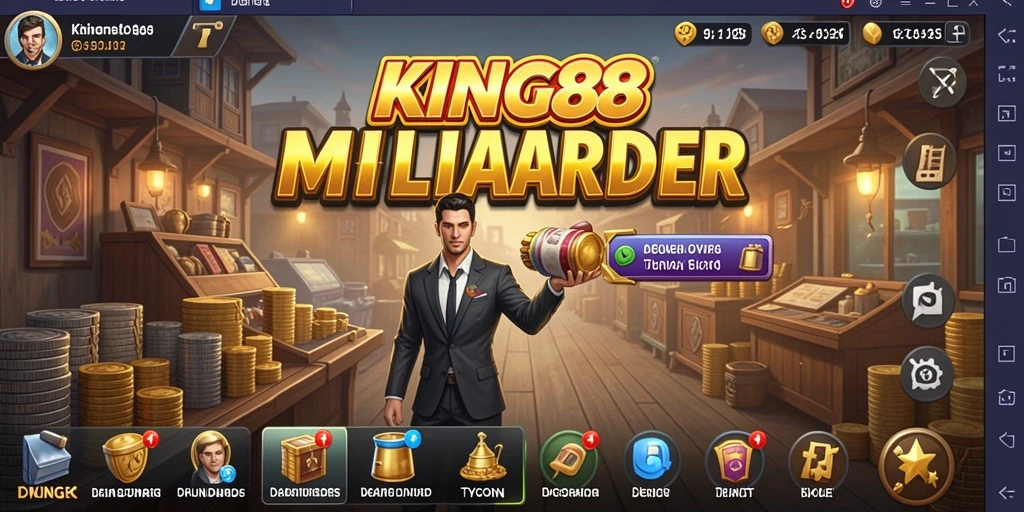 Tangkapan layar gameplay yang menunjukkan strategi bisnis dalam KING88.