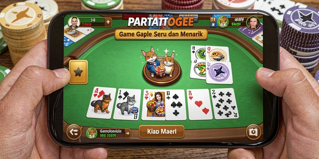 Tampilan gameplay seru dengan suasana permainan Gaple yang menyenangkan.