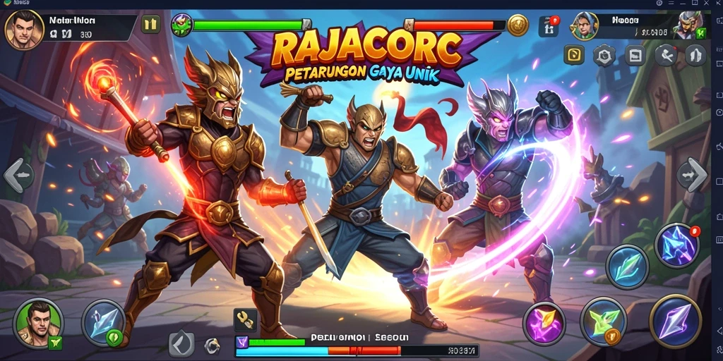 Tampilan seru karakter dalam pertarungan di RAJACORC.