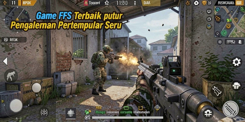 Tangkapan layar gameplay RPOK menampilkan pertempuran FPS yang mendebarkan.