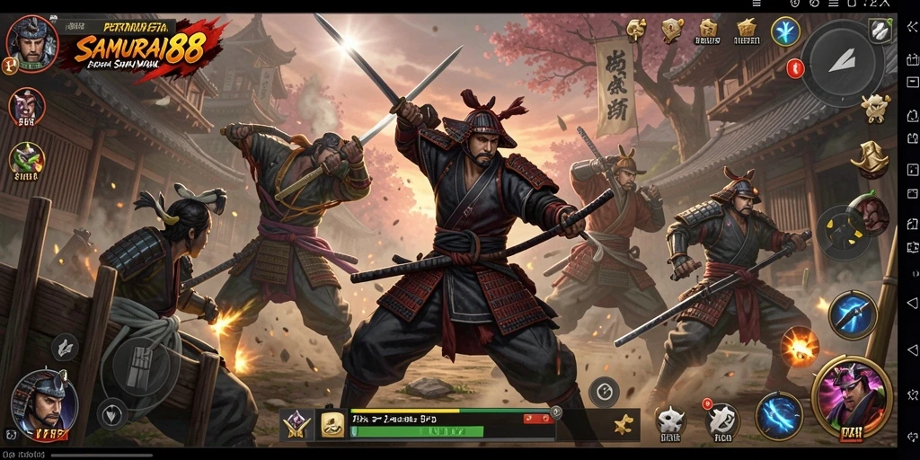 Tampilan aksi menegangkan dalam pertarungan samurai di SAMURAI88.