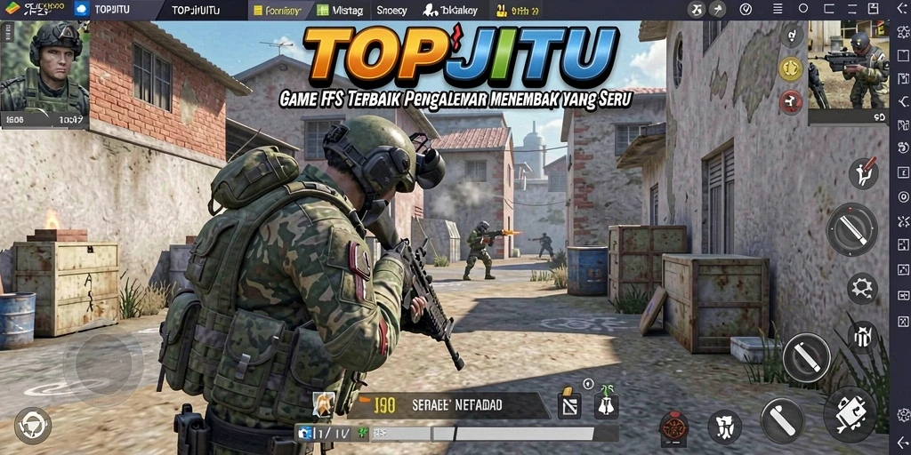 Tampilan action memukau dalam gameplay FPS TOPJITU.