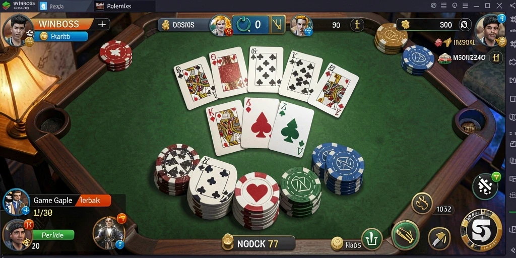 Screenshot gameplay seru dari WINBOSS yang menampilkan aksi Gaple.